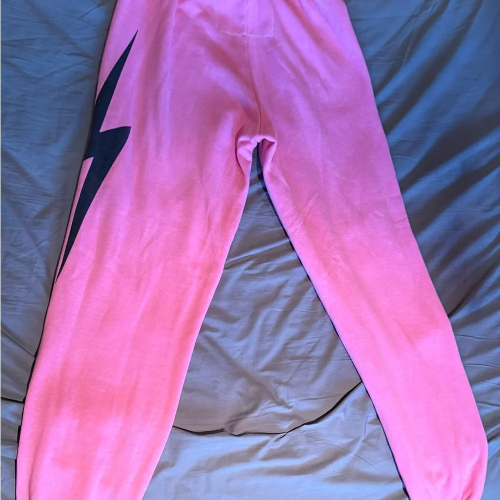 Aviator Nation Hot Pink sweat pants with Rainbow Logo - size large - Picture 7 of 8